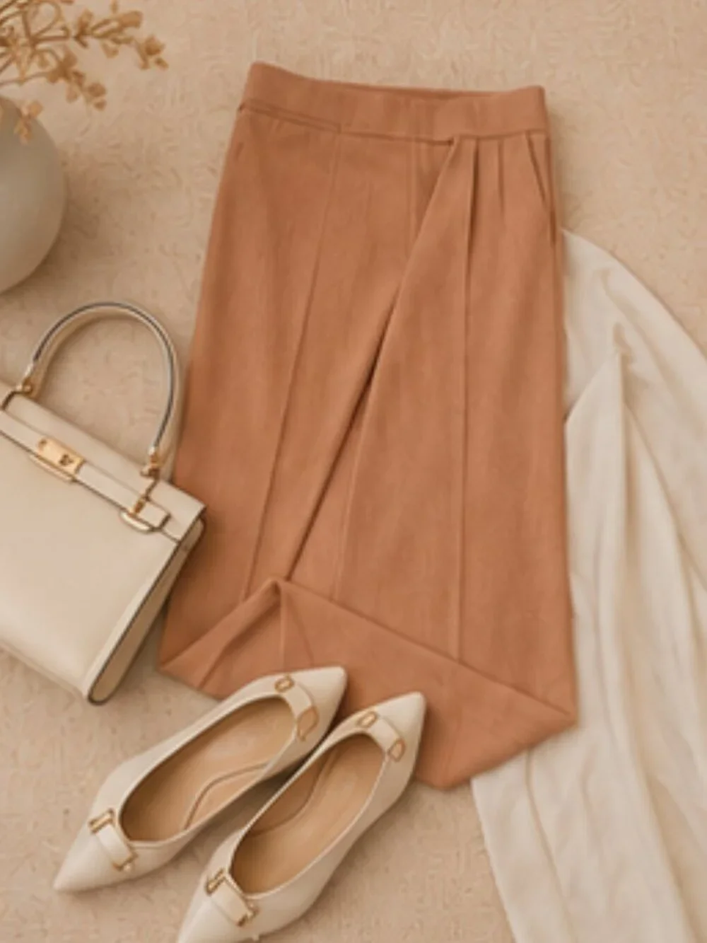 WHITE HOUSE BLACK MARKET Blush Wide Leg Pants Size 12 Quiet Luxury Career Chic - Picture 6 of 6